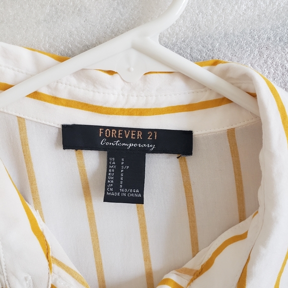 FOREVER21 🌟 White Yellow Striped Dress - Picture 10 of 10